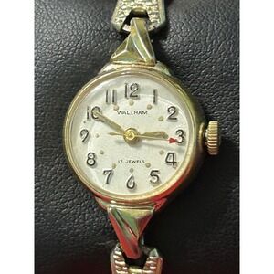 Vintage Waltham 17 Jewels Women Wind Up Manual Watch Gold Tone Works
